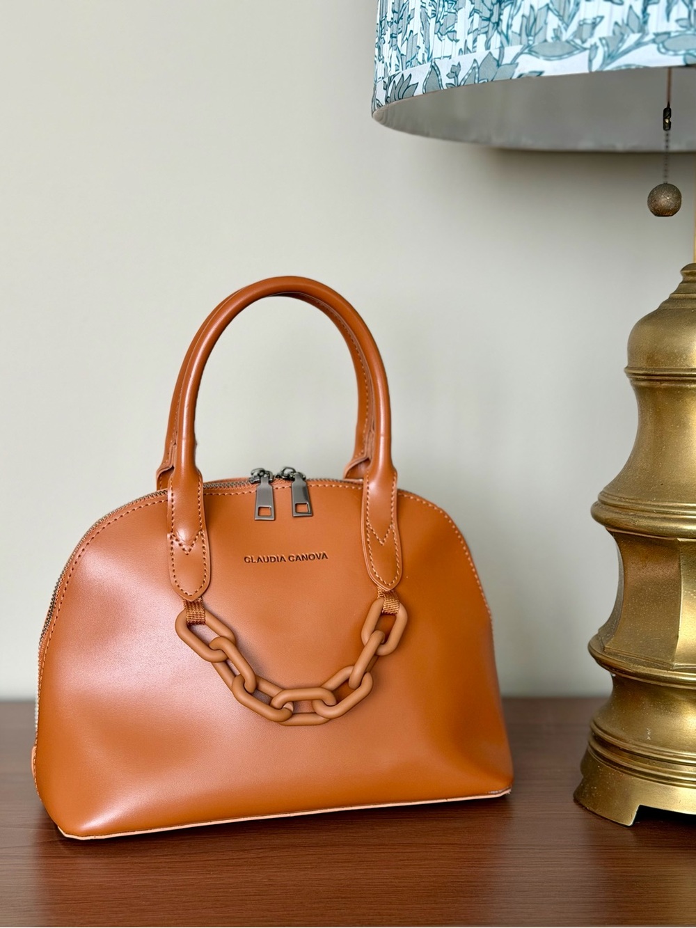 Claudia Canova Tan Faux Leather Satchel